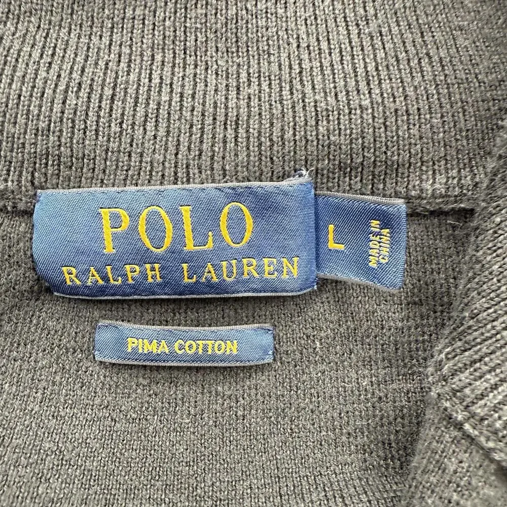 Polo Ralph Lauren Sweater‎ Mens Large Black Half Zip Pullover Pima Cotton Casual